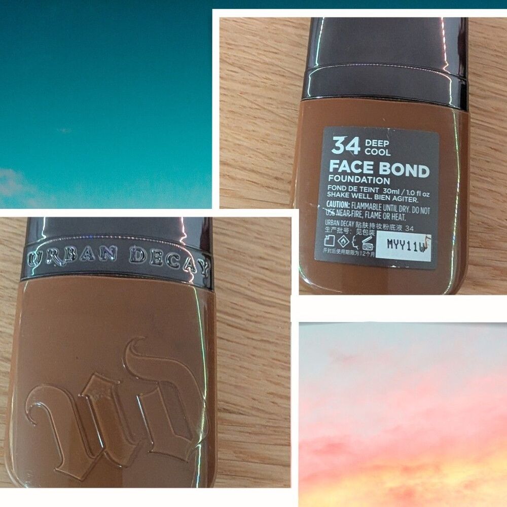 NEW Urban Decay Face Bond Foundation 34 Deep Cool 1 oz Authentic IMPERFECT NWOB